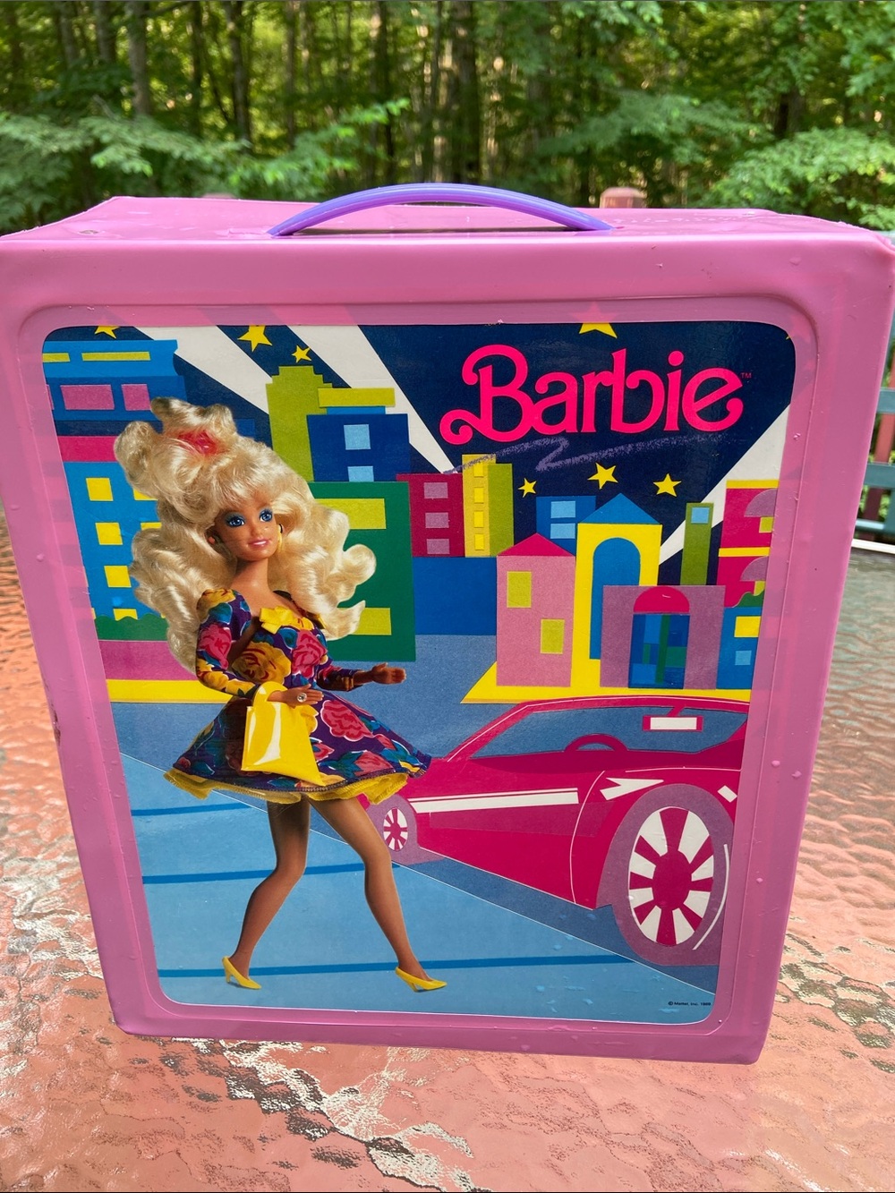 1989 Barbie Pink Case with Colorful City Artwork